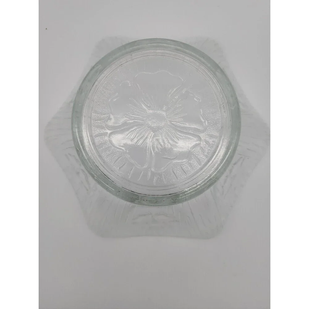 Masserini Primavera Salad Bowl Italy Clear Glass Flower Embossed